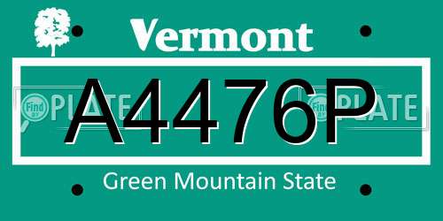 A4476P Vermont License Plate