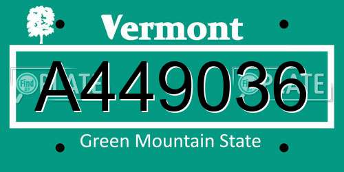 A449036 Vermont License Plate