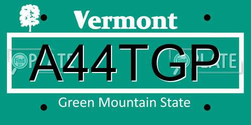 A44TGP Vermont License Plate
