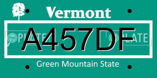 A457DF Vermont License Plate