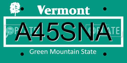 A45SNA Vermont License Plate