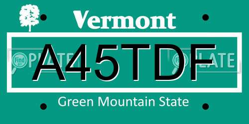 A45TDF Vermont License Plate
