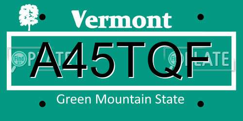 A45TQF Vermont License Plate