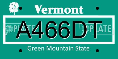 A466DT Vermont License Plate
