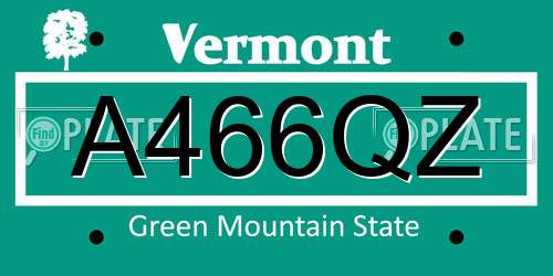 A466QZ Vermont License Plate
