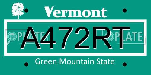 A472RT Vermont License Plate