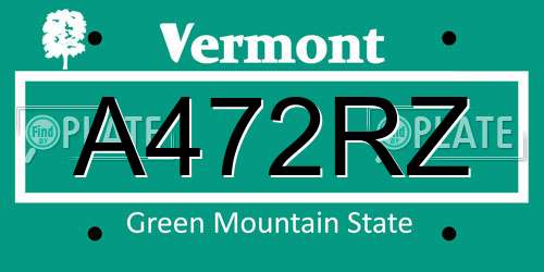 A472RZ Vermont License Plate