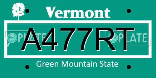 A477RT Vermont License Plate