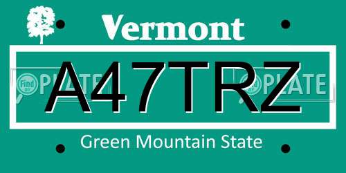 A47TRZ Vermont License Plate