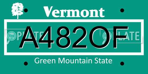 A482OF Vermont License Plate