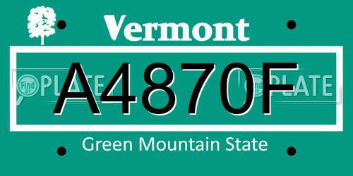 A4870F Vermont License Plate