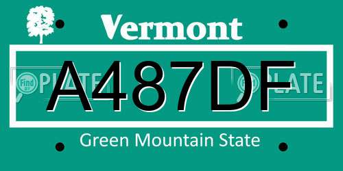 A487DF Vermont License Plate
