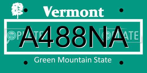 A488NA Vermont License Plate