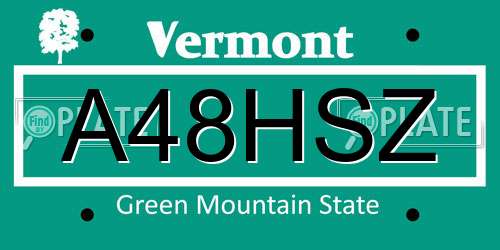 A48HSZ Vermont License Plate