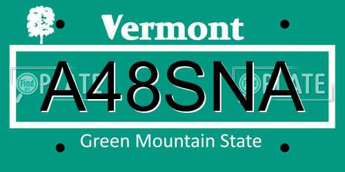 A48SNA Vermont License Plate