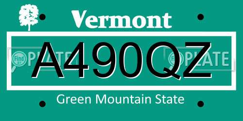 A490QZ Vermont License Plate