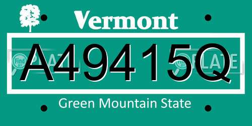 A49415Q Vermont License Plate