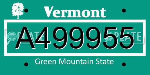 A499955 Vermont License Plate