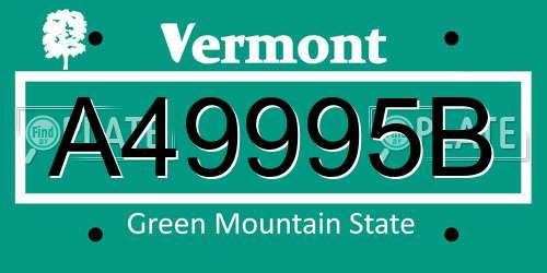 A49995B Vermont License Plate