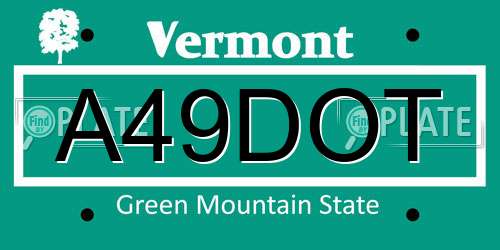 A49DOT Vermont License Plate