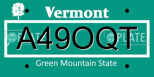 A49OQT Vermont License Plate