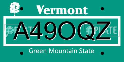 A49OQZ Vermont License Plate