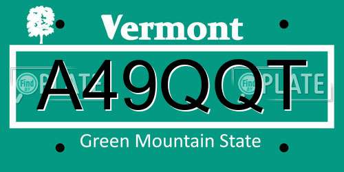 A49QQT Vermont License Plate