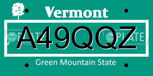 A49QQZ Vermont License Plate