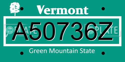 A50736Z Vermont License Plate