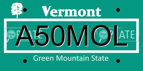 A50MOL Vermont License Plate
