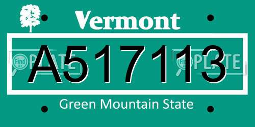 A517113 Vermont License Plate