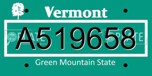 A519658 Vermont License Plate