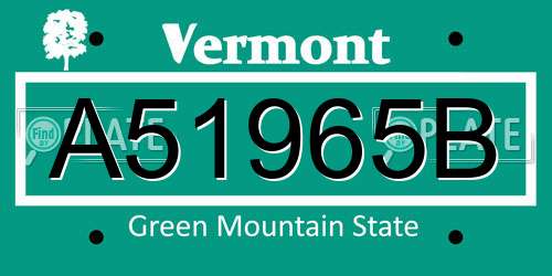 A51965B Vermont License Plate