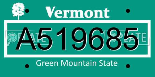 A519685 Vermont License Plate