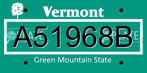 A51968B Vermont License Plate