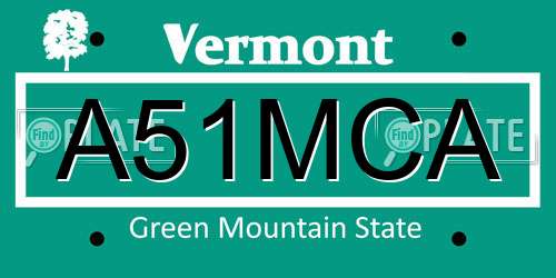 A51MCA Vermont License Plate