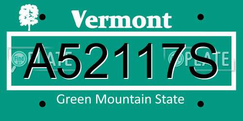 A52117S Vermont License Plate