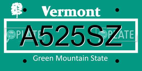 A525SZ Vermont License Plate