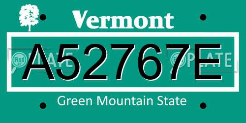 A52767E Vermont License Plate