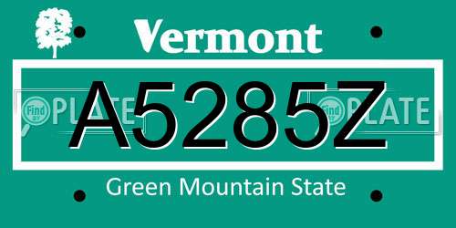 A5285Z Vermont License Plate