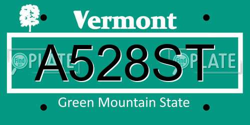 A528ST Vermont License Plate