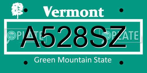 A528SZ Vermont License Plate