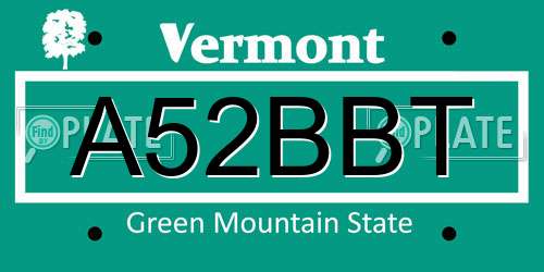 A52BBT Vermont License Plate