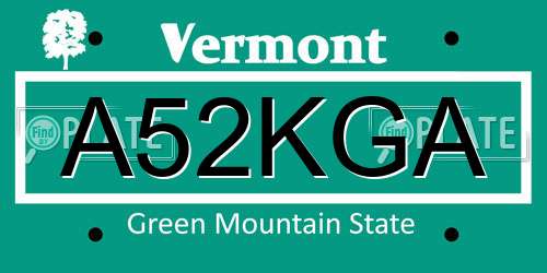 A52KGA Vermont License Plate