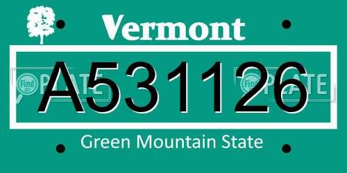 A531126 Vermont License Plate