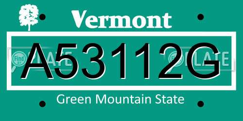 A53112G Vermont License Plate