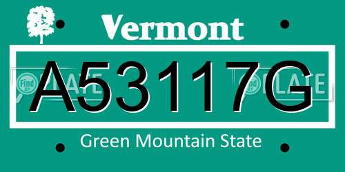 A53117G Vermont License Plate