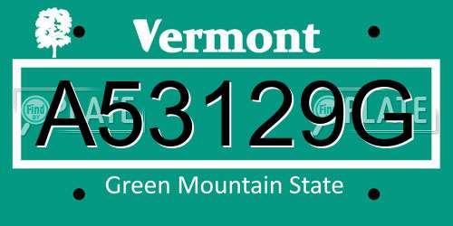 A53129G Vermont License Plate