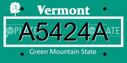 A5424A Vermont License Plate