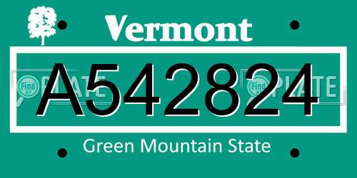 A542824 Vermont License Plate